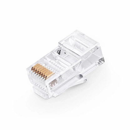 FyberOptix Cat5e RJ45 Pass Through Modular Plugs, Unshielded Network Connectors for 24AWG Twisted Pair Solid or Stranded Cable (50/Pack)