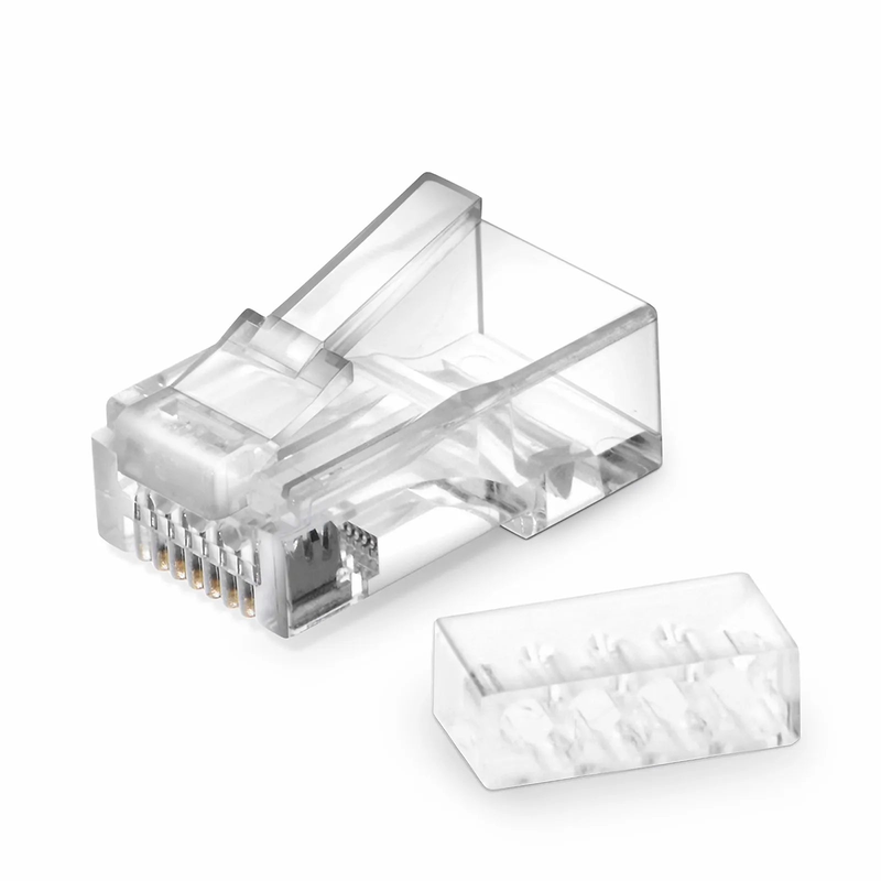 FyberOptix Cat6 RJ45 Standard Modular Plugs (Two-Piece Suit), Unshielded Network Connectors for 23~24AWG Twisted Pair Solid or Stranded Cable (50/Pack)