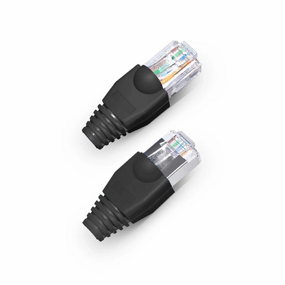 FyberOptix Cat5e/Cat6 RJ45 Strain Relief Boots, 5.5mm OD for Cat5e UTP 24AWG, Cat5e & Cat6 F/UTP 26AWG Ethernet Network Cable, Black, 50PCS/Pack