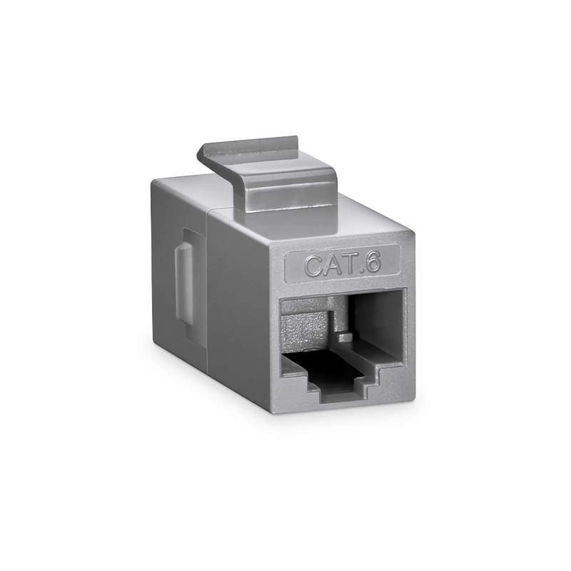 FyberOptix Cat6 Keystone RJ45 Coupler, Unshielded, Female to Female Insert Inline Coupler - Gray (12pcs/Pack)