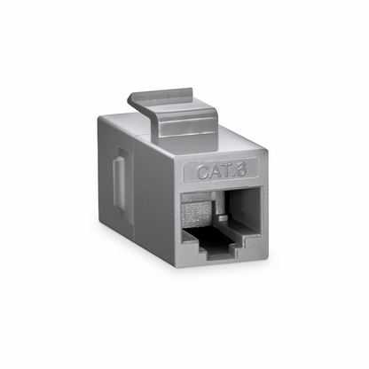 FyberOptix Cat6 Keystone RJ45 Coupler, Unshielded, Female to Female Insert Inline Coupler - Gray (12pcs/Pack)
