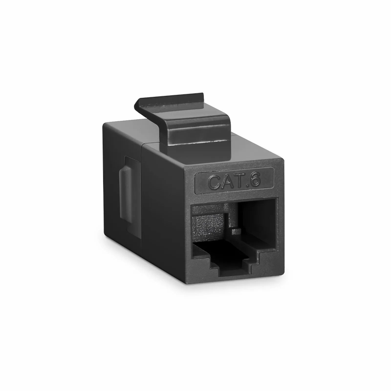 FyberOptix Cat6 Keystone RJ45 Coupler, Unshielded, Female to Female Insert Inline Coupler - Black (12pcs/Pack)