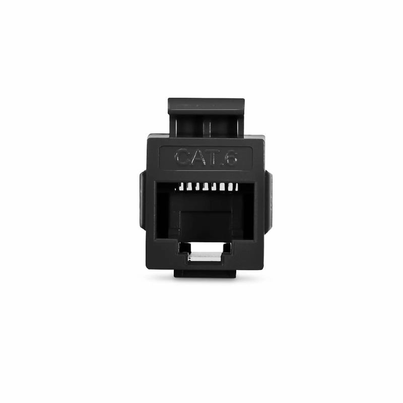 FyberOptix Cat6 Keystone RJ45 Coupler, Unshielded, Female to Female Insert Inline Coupler - Black (12pcs/Pack)