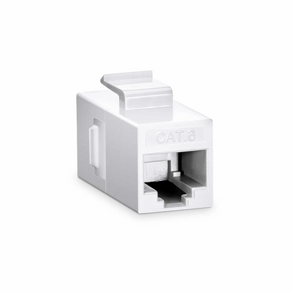 FyberOptix Cat6 Keystone RJ45 Coupler, Unshielded, Female to Female Insert Inline Coupler - White (12pcs/Pack)