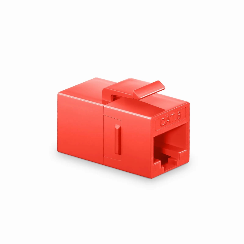 FyberOptix Cat6 Keystone RJ45 Coupler, Unshielded, Female to Female Insert Inline Coupler - Red (12pcs/Pack)