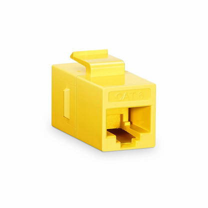 FyberOptix Cat6 Keystone RJ45 Coupler, Unshielded, Female to Female Insert Inline Coupler - Yellow (12pcs/Pack)