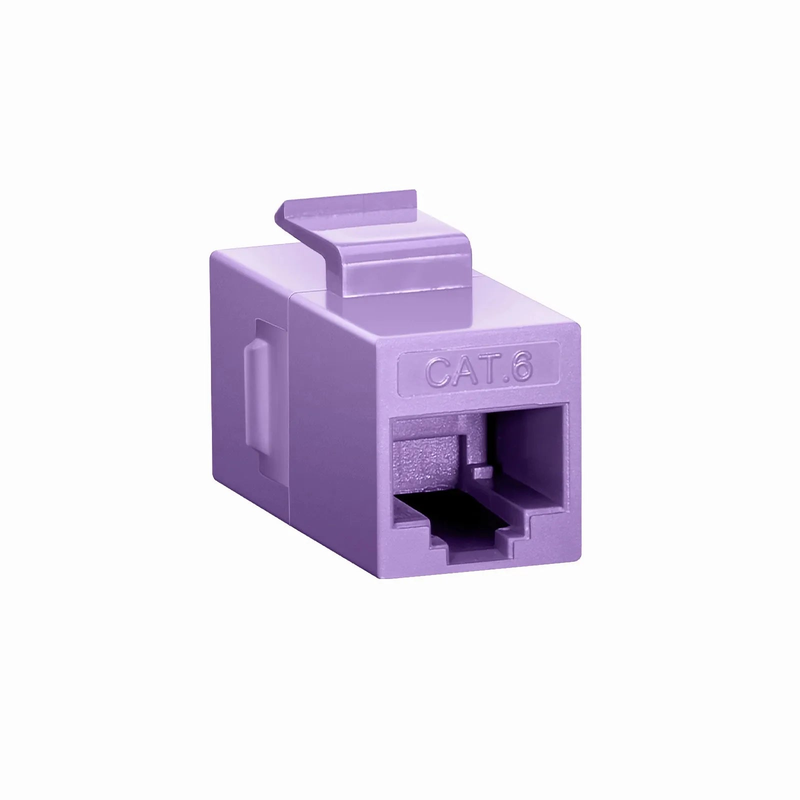 FyberOptix Cat6 Keystone RJ45 Coupler, Unshielded, Female to Female Insert Inline Coupler - Purple (12pcs/pack)