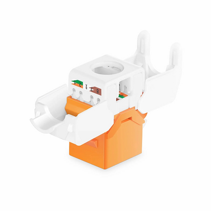 FyberOptix Cat6 RJ45 (8P8C) Unshielded Toolless Keystone Jack Module, Orange (10 pcs/Pack)