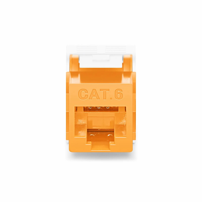 FyberOptix Cat6 RJ45 (8P8C) Unshielded Toolless Keystone Jack Module, Orange (10 pcs/Pack)