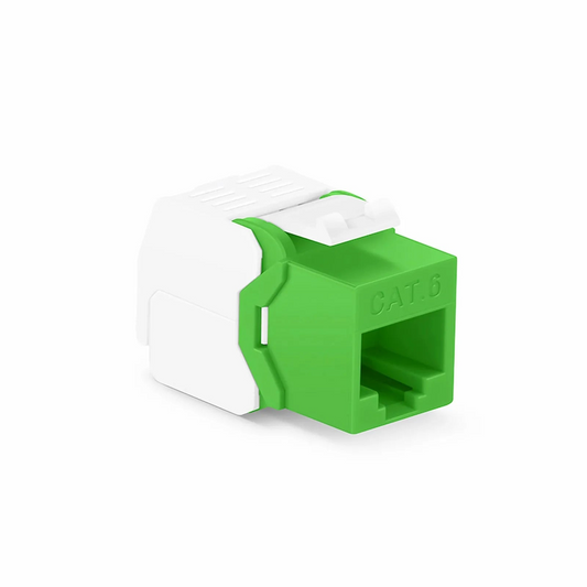 FyberOptix Cat6 RJ45 (8P8C) Unshielded Toolless Keystone Jack Module, Green (10 pcs/Pack)