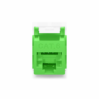 FyberOptix Cat6 RJ45 (8P8C) Unshielded Toolless Keystone Jack Module, Green (10 pcs/Pack)