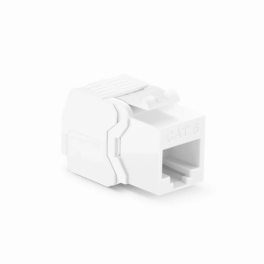FyberOptix Cat6 RJ45 (8P8C) Unshielded Toolless Keystone Jack Module, White (10 pcs/Pack)