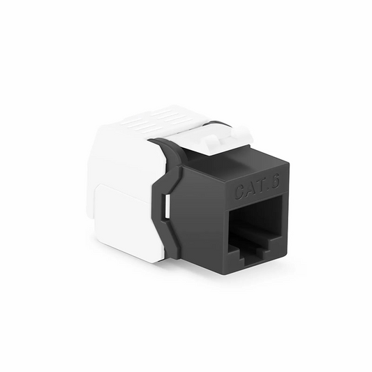 FyberOptix Cat6 RJ45 (8P8C) Unshielded Toolless Keystone Jack Module, Black (10 pcs/Pack)