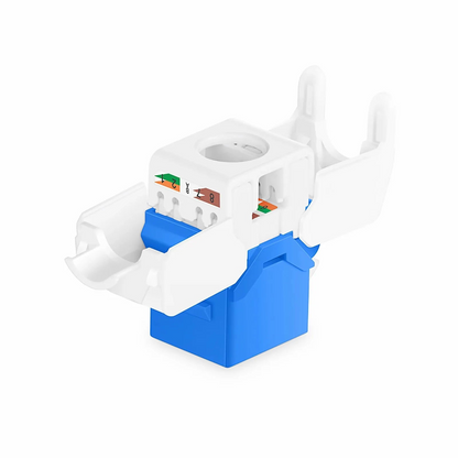 FyberOptix Cat6 RJ45 (8P8C) Unshielded Toolless Keystone Jack Module, Blue (10 pcs/Pack)