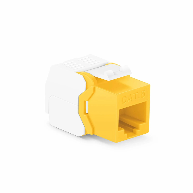 FyberOptix Cat6 RJ45 (8P8C) Unshielded Toolless Keystone Jack Module, Yellow (10 pcs/Pack)