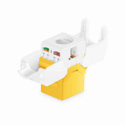 FyberOptix Cat6 RJ45 (8P8C) Unshielded Toolless Keystone Jack Module, Yellow (10 pcs/Pack)