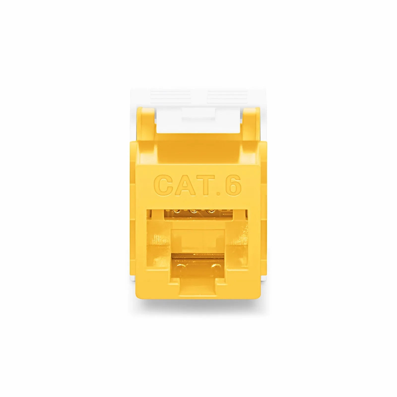 FyberOptix Cat6 RJ45 (8P8C) Unshielded Toolless Keystone Jack Module, Yellow (10 pcs/Pack)