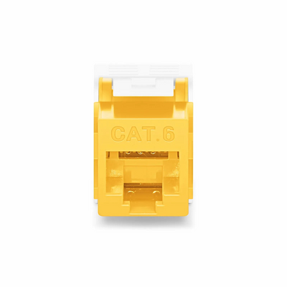 FyberOptix Cat6 RJ45 (8P8C) Unshielded Toolless Keystone Jack Module, Yellow (10 pcs/Pack)