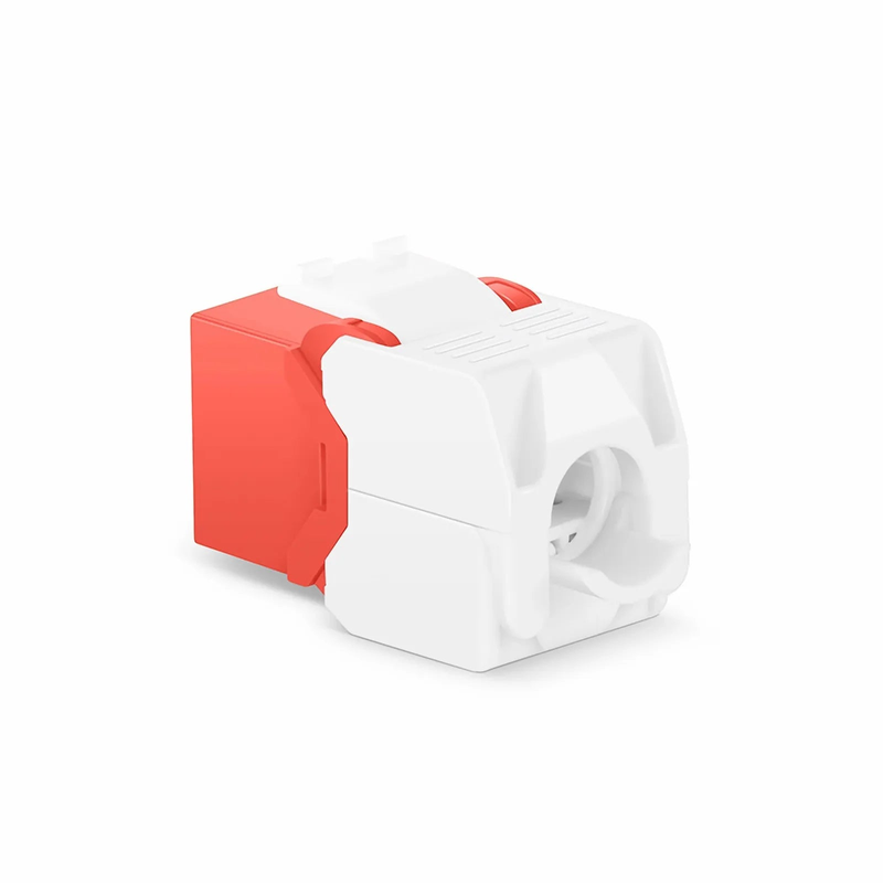 FyberOptix Cat6 RJ45 (8P8C) Unshielded Toolless Keystone Jack Module, Red (10 pcs/Pack)