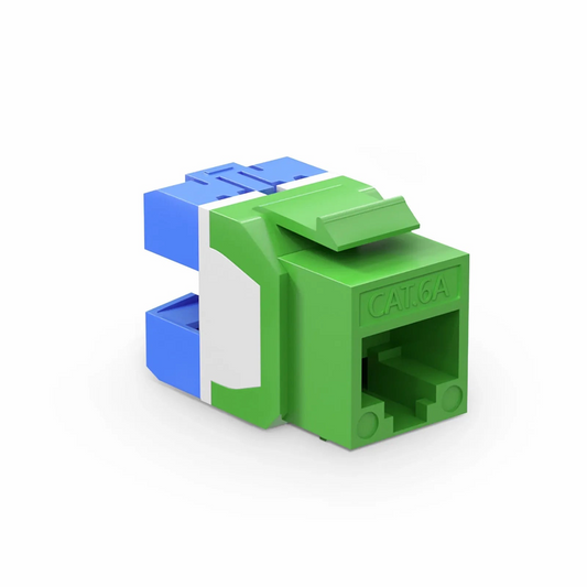 FyberOptix Cat6a RJ45 (8P8C) Unshielded Punch Down Keystone Jack Module, Green (10 pcs/Pack)
