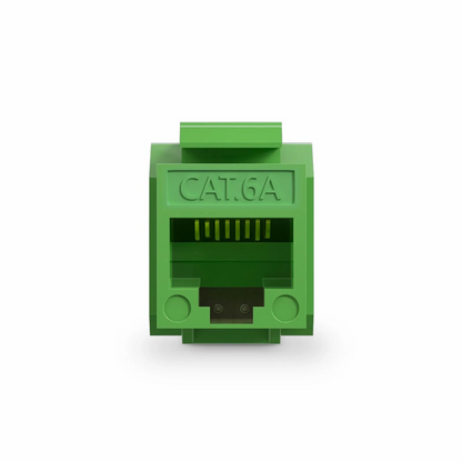 FyberOptix Cat6a RJ45 (8P8C) Unshielded Punch Down Keystone Jack Module, Green (10 pcs/Pack)