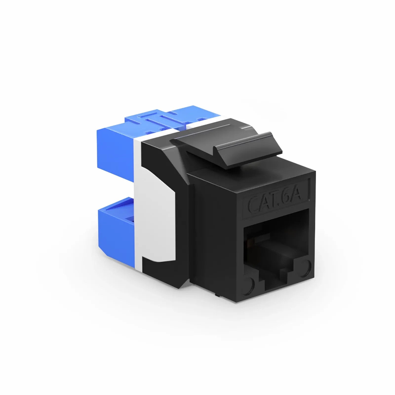 FyberOptix Cat6a RJ45 (8P8C) Unshielded Punch Down Keystone Jack Module, Black (10 pcs/Pack)