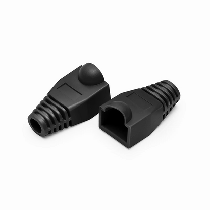 FyberOptix Cat5e/Cat6 RJ45 Strain Relief Boots, 5.5mm OD for Cat5e UTP 24AWG, Cat5e & Cat6 F/UTP 26AWG Ethernet Network Cable, Black, 50PCS/Pack