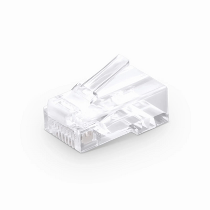 FyberOptix Cat6 RJ45 Pass Through Modular Plugs, Unshielded Network Connectors for 24AWG Twisted Pair Solid or Stranded Cable (50/Pack)