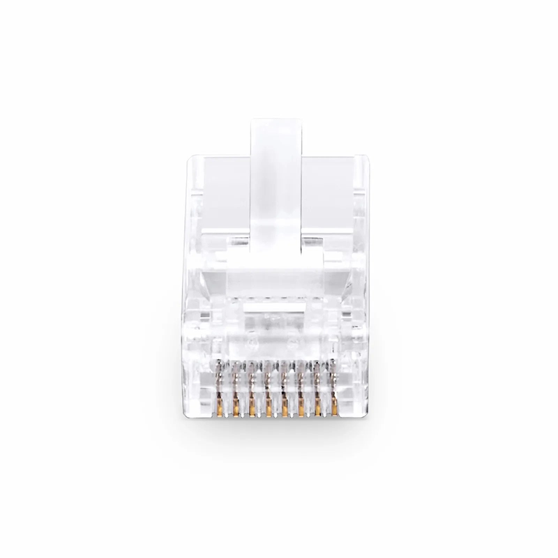 FyberOptix Cat6 RJ45 Pass Through Modular Plugs, Unshielded Network Connectors for 24AWG Twisted Pair Solid or Stranded Cable (50/Pack)