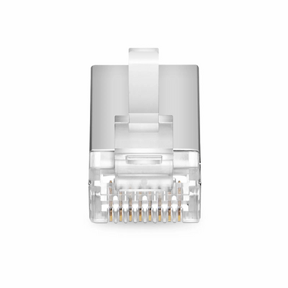 FyberOptix Cat5e RJ45 Standard Modular Plugs, Shielded Network Connectors for 24~26AWG Twisted Pair Solid or Stranded Cable (50/Pack)
