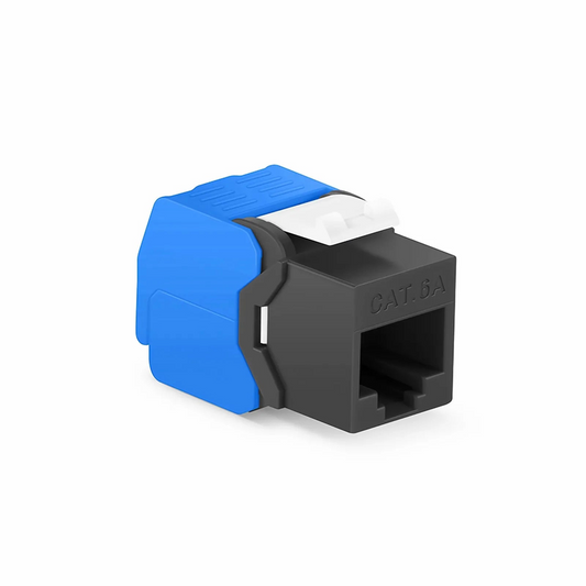FyberOptix Cat6a RJ45 (8P8C) Unshielded Toolless Keystone Jack Module, Black (10 pcs/Pack)