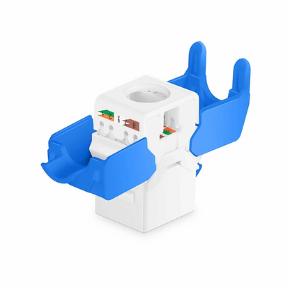FyberOptix Cat6a RJ45 (8P8C) Unshielded Toolless Keystone Jack Module, White (10 pcs/Pack)