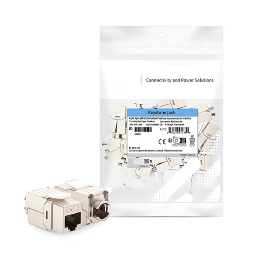 FyberOptix Mini Cat6a RJ45 (8P8C) Shielded Toolless Keystone Jack (12pcs/Pack)