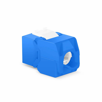 FyberOptix Cat6a RJ45 (8P8C) Unshielded Toolless Keystone Jack Module, Blue (10 pcs/Pack)