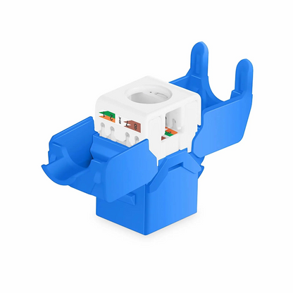 FyberOptix Cat6a RJ45 (8P8C) Unshielded Toolless Keystone Jack Module, Blue (10 pcs/Pack)