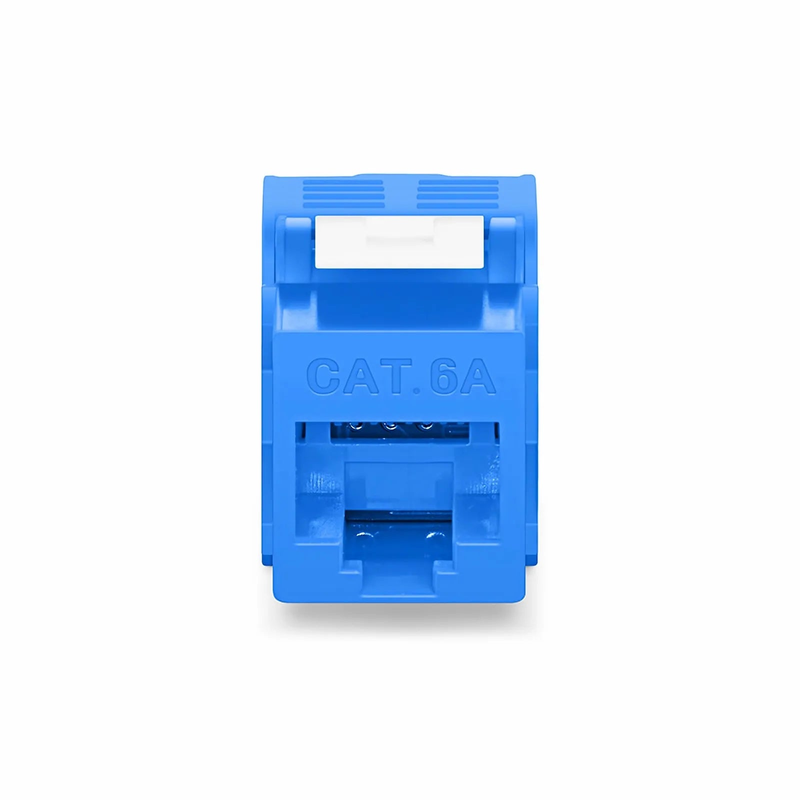 FyberOptix Cat6a RJ45 (8P8C) Unshielded Toolless Keystone Jack Module, Blue (10 pcs/Pack)