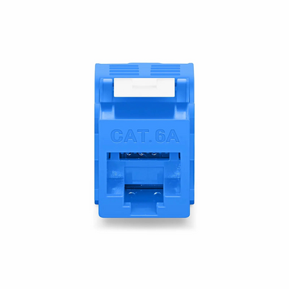 FyberOptix Cat6a RJ45 (8P8C) Unshielded Toolless Keystone Jack Module, Blue (10 pcs/Pack)