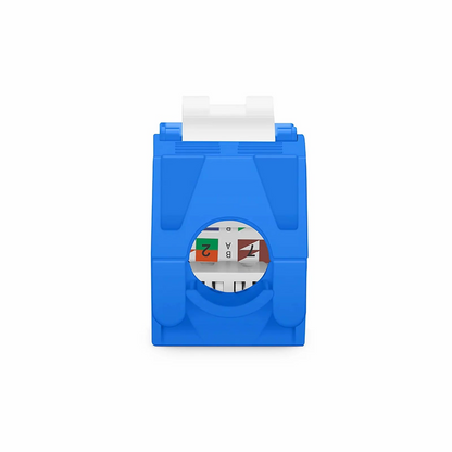 FyberOptix Cat6a RJ45 (8P8C) Unshielded Toolless Keystone Jack Module, Blue (10 pcs/Pack)