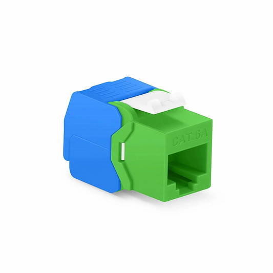 FyberOptix Cat6a RJ45 (8P8C) Unshielded Toolless Keystone Jack Module, Green (10 pcs/Pack)