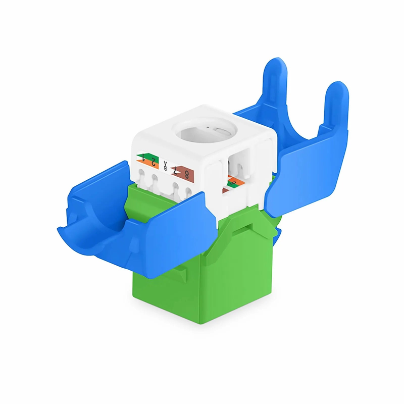 FyberOptix Cat6a RJ45 (8P8C) Unshielded Toolless Keystone Jack Module, Green (10 pcs/Pack)