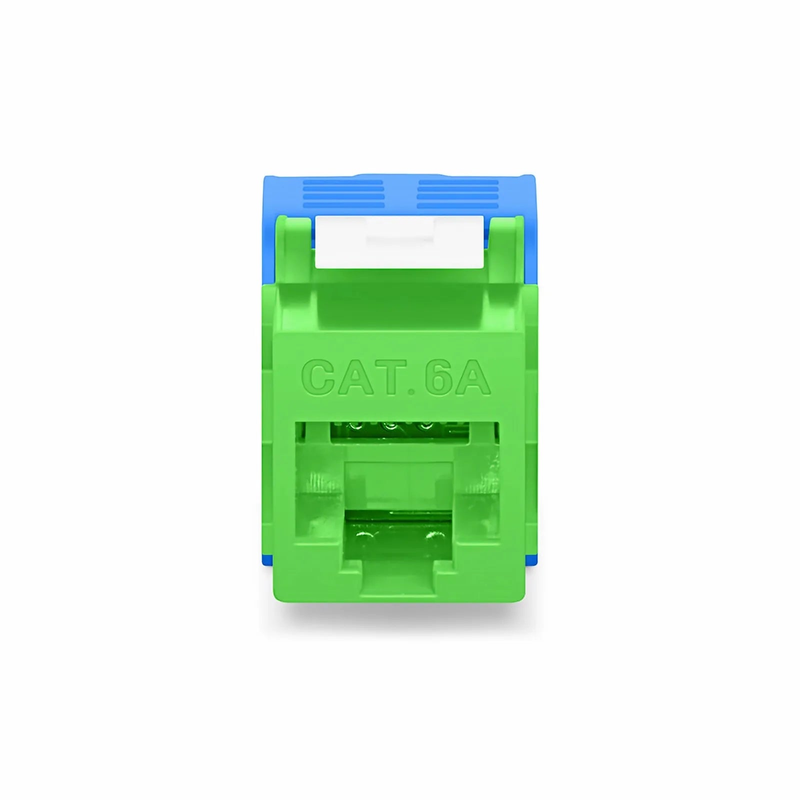 FyberOptix Cat6a RJ45 (8P8C) Unshielded Toolless Keystone Jack Module, Green (10 pcs/Pack)