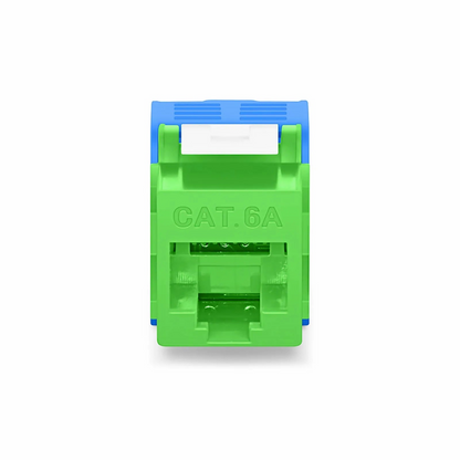 FyberOptix Cat6a RJ45 (8P8C) Unshielded Toolless Keystone Jack Module, Green (10 pcs/Pack)
