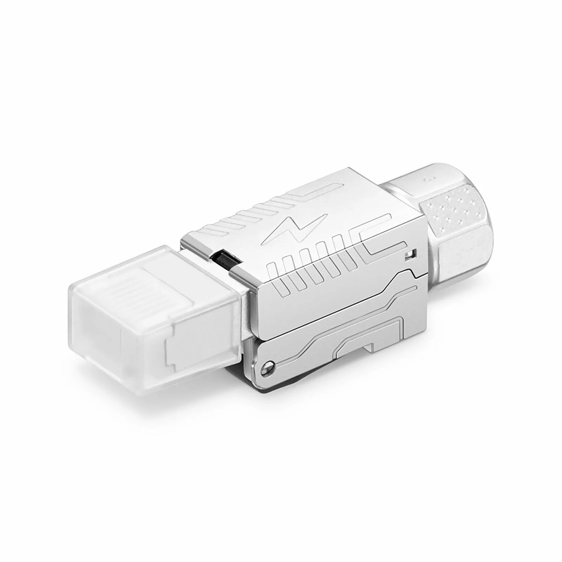 FyberOptix Cat8 RJ45 Tool-Free Modular Plugs, Shielded Network Connectors for 22~24AWG Twisted Pair Solid or Stranded Cable (10/Pack)