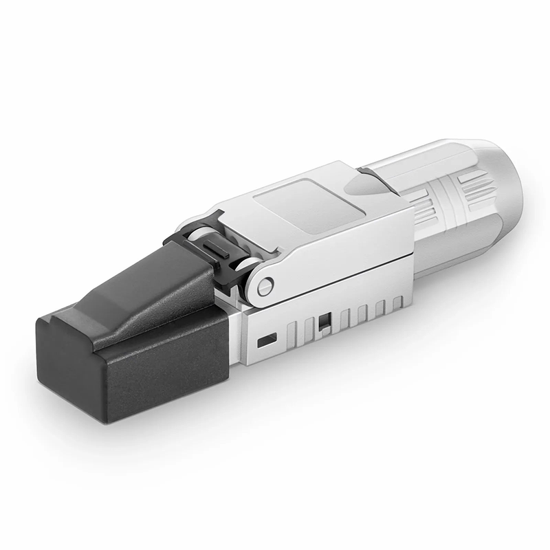 FyberOptix Cat5e/Cat6/Cat6a RJ45 Tool-Free Modular Plugs, Shielded Network Connectors for 23~26AWG Twisted Pair Solid or Stranded Cable (10/Pack)