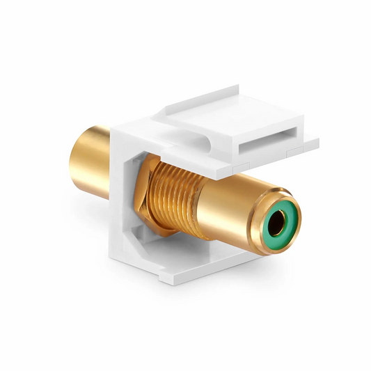 FyberOptix RCA Feedthrough SyncEase Connector, Gold-Plated, White Housing