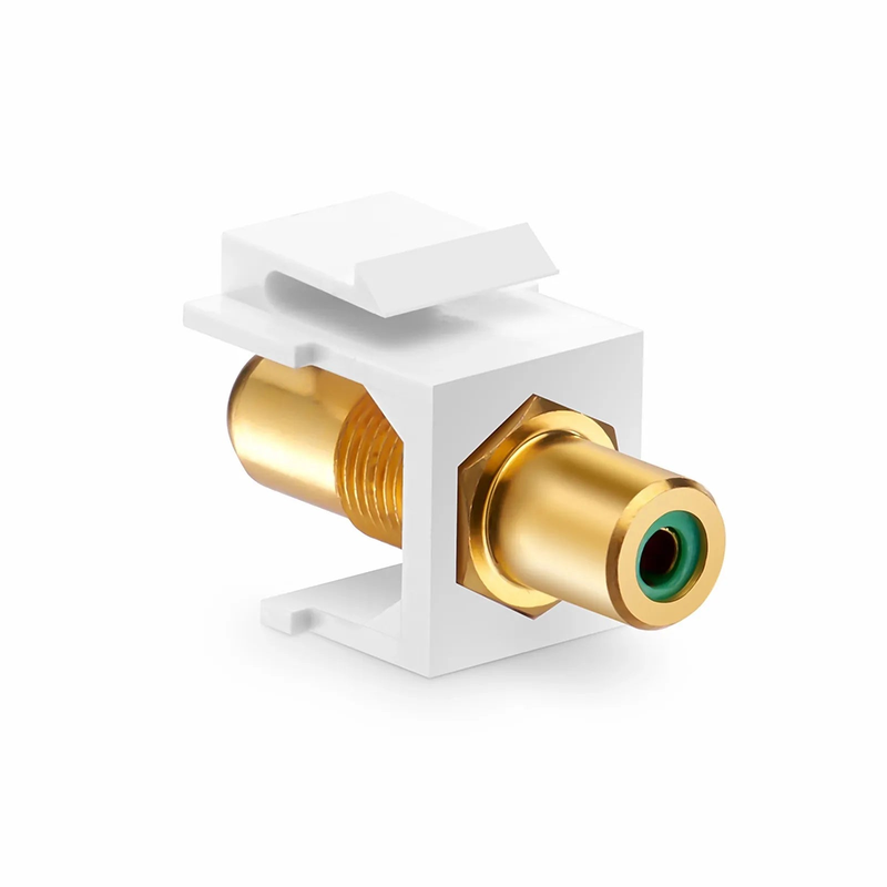 FyberOptix RCA Feedthrough SyncEase Connector, Gold-Plated, White Housing