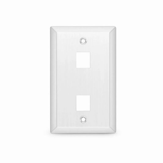 FyberOptix SyncEase Stainless Steel Two Port Keystone Single Gang Wall Plate