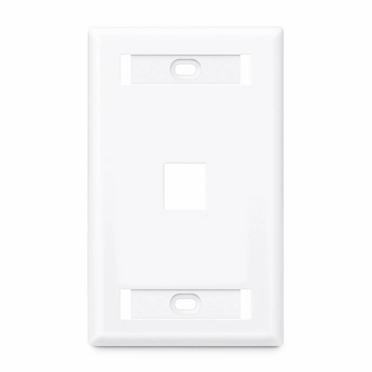 FyberOptix Single Gang Keystone Faceplate, Label Pockets, 1 Port, White, 4.49'' x 2.76''