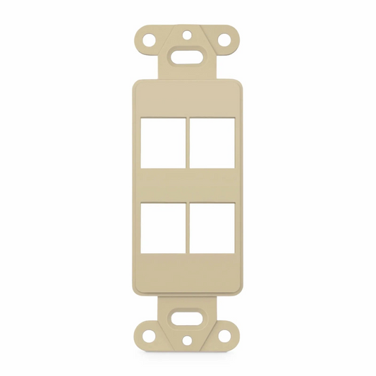FyberOptix SyncEaseFFSystemÃ¢â€žÂ¢ Faceplate Frame Keystone Insert, 4 Ports, Ivory, 4.09'' x 1.4''