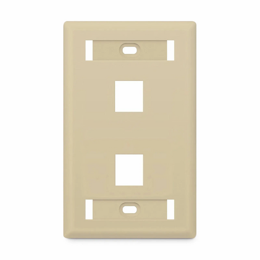 FyberOptix SyncEase Single Gang Two Port Keystone Faceplate, Label Pockets, Ivory
